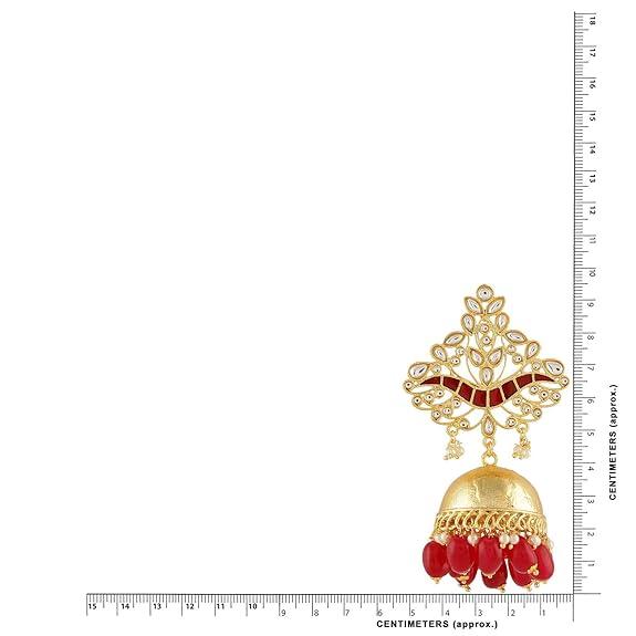 Traditional Gold Plated Jhumki Earrings with Ruby Stones for Women and Girls - Trendisia