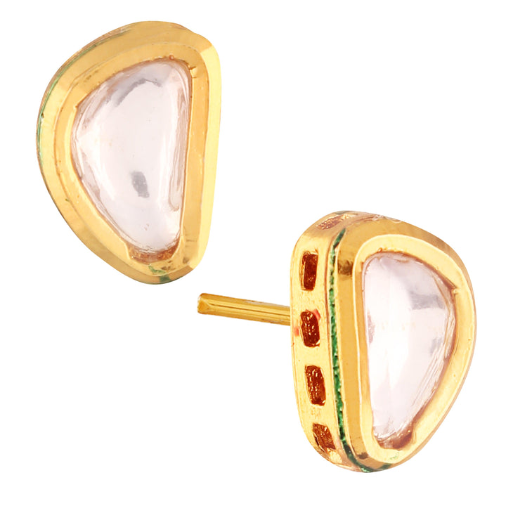 Traditional Gold-Plated Kundan Stud Earrings - Trendisia