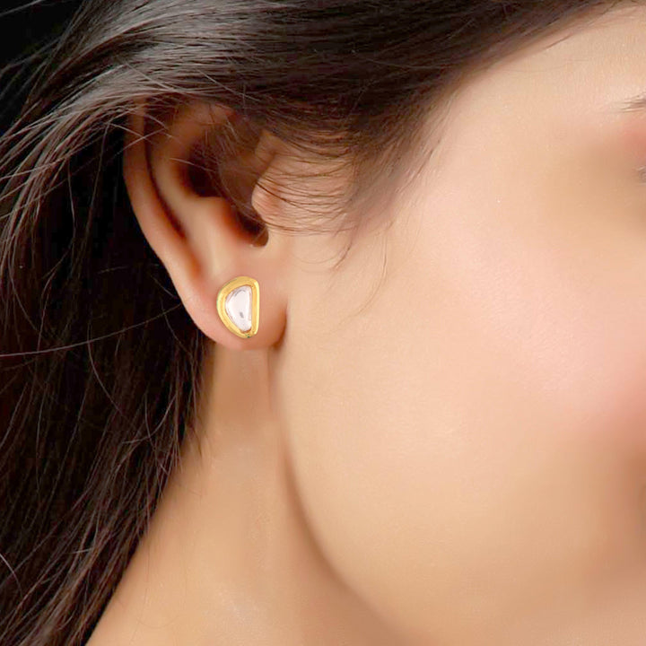 Traditional Gold-Plated Kundan Stud Earrings - Trendisia