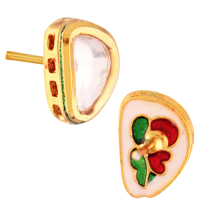 Traditional Gold-Plated Kundan Stud Earrings - Trendisia