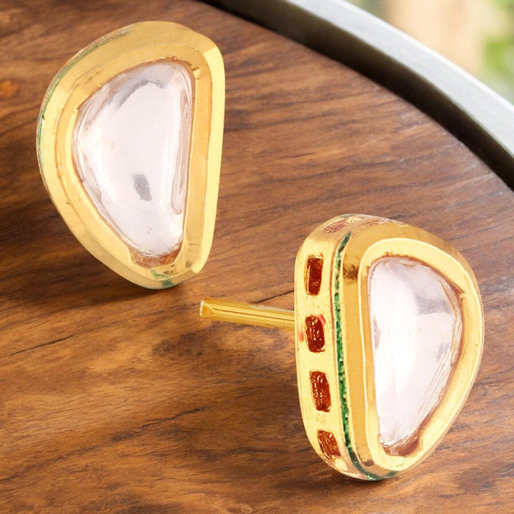 Traditional Gold-Plated Kundan Stud Earrings - Trendisia