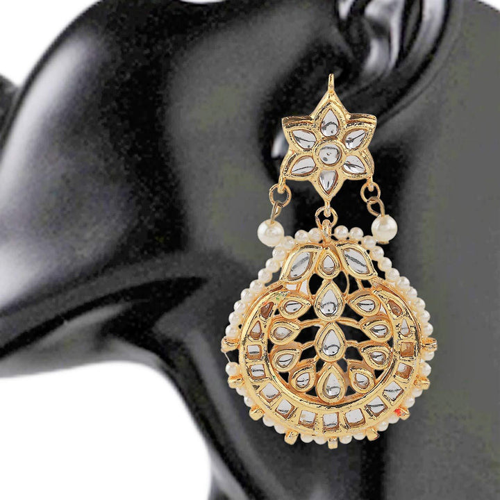 Traditional Kundan Jadau Chandbali Dangle Earrings for Women - Trendisia