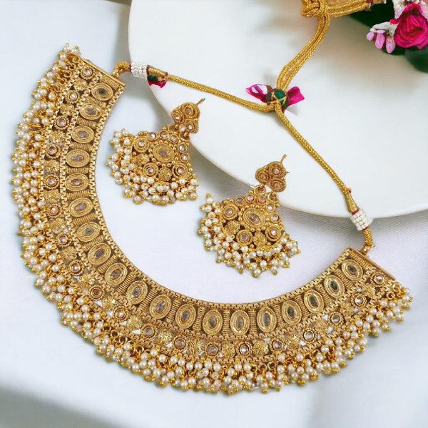 Traditional Pearls Necklace set With Earrings - Trendisia