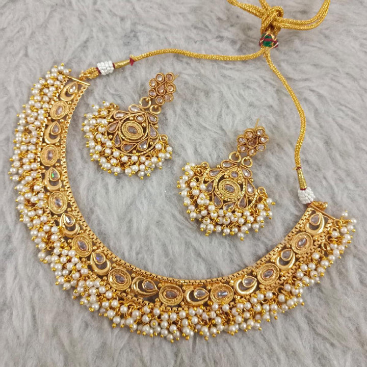 Traditional Pearls Necklace set With Earrings - Trendisia