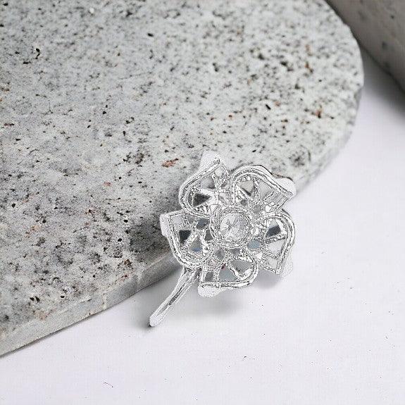 Traditional Silver Plated Floral Shape Clip on Nose Pin for Women - Trendisia