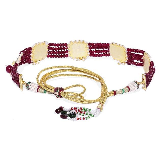 Traditional Studded Ruby Beads Choker Set - Trendisia