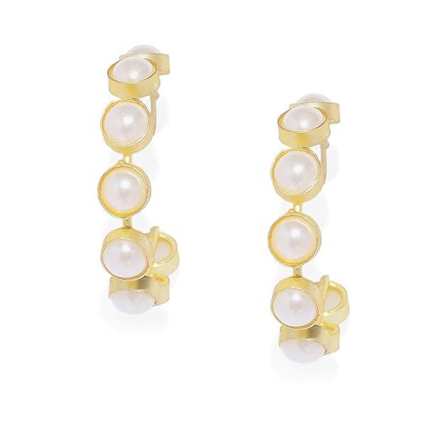 Trendisia Gold-Plated Pearl Hoop Earrings for Women and Girls - Trendisia