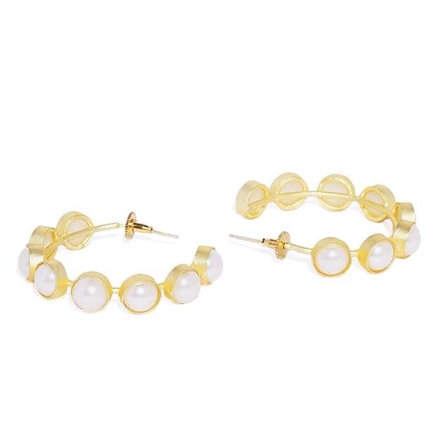 Trendisia Gold-Plated Pearl Hoop Earrings for Women and Girls - Trendisia