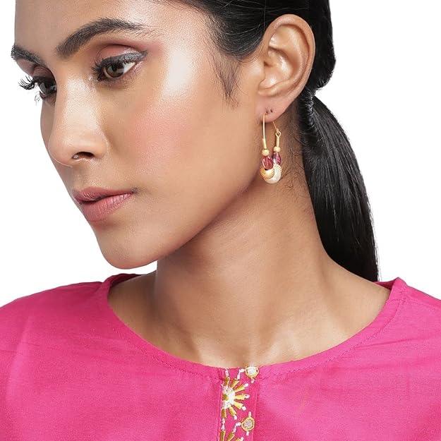 Trendisia Gold plated Pink Hoop Earrings for women and girls - Trendisia