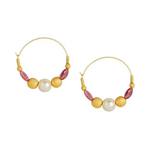 Trendisia Gold plated Pink Hoop Earrings for women and girls - Trendisia