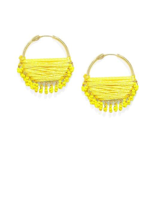 Trendisia Gold Plated Yellow Beaded Hoop Earrings - Trendisia