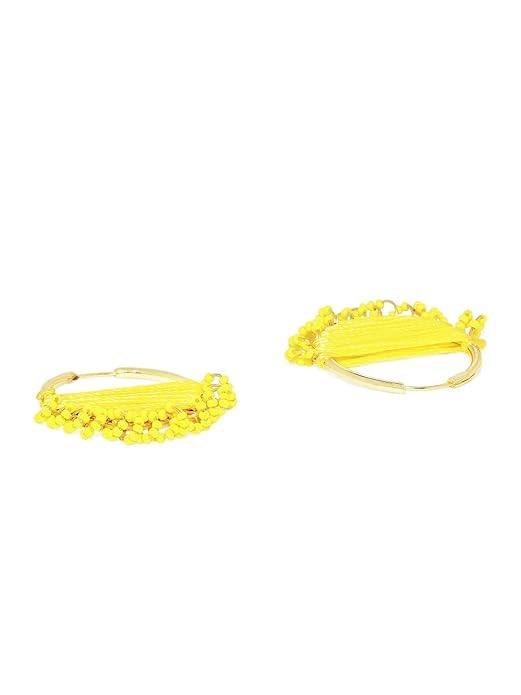 Trendisia Gold Plated Yellow Beaded Hoop Earrings - Trendisia