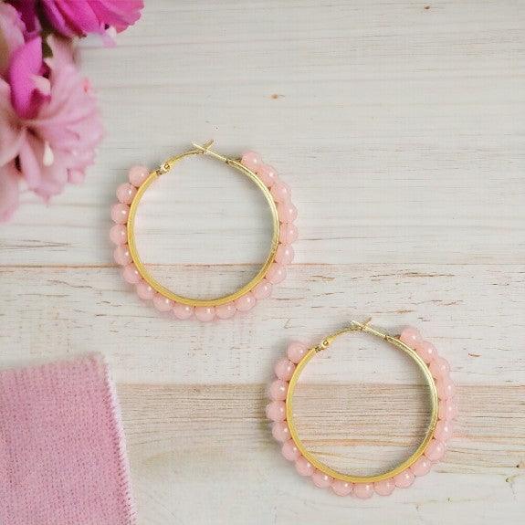 Trendisia Gold Plating Pink Hoop Earrings for women and girls - Trendisia