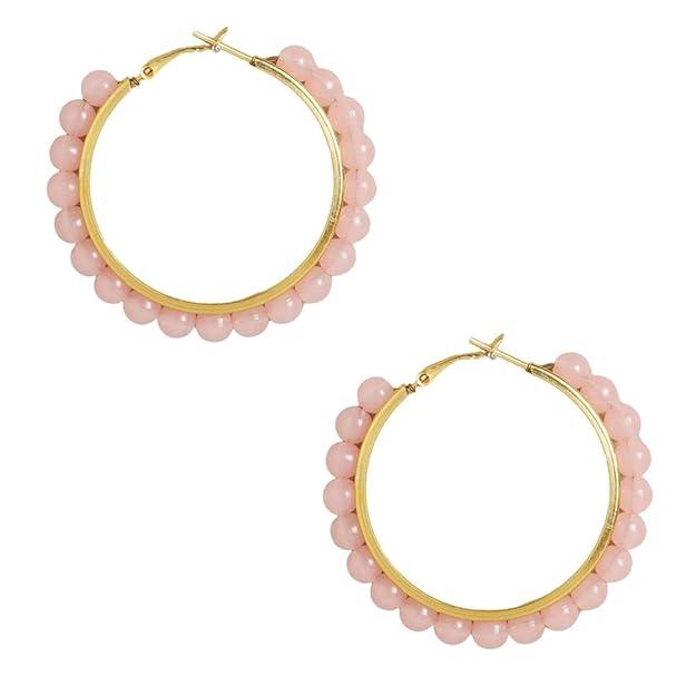 Trendisia Gold Plating Pink Hoop Earrings for women and girls - Trendisia