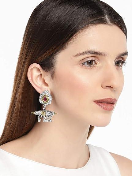 Tribal Ethnic Dual Tone Dangle Earrings - Trendisia