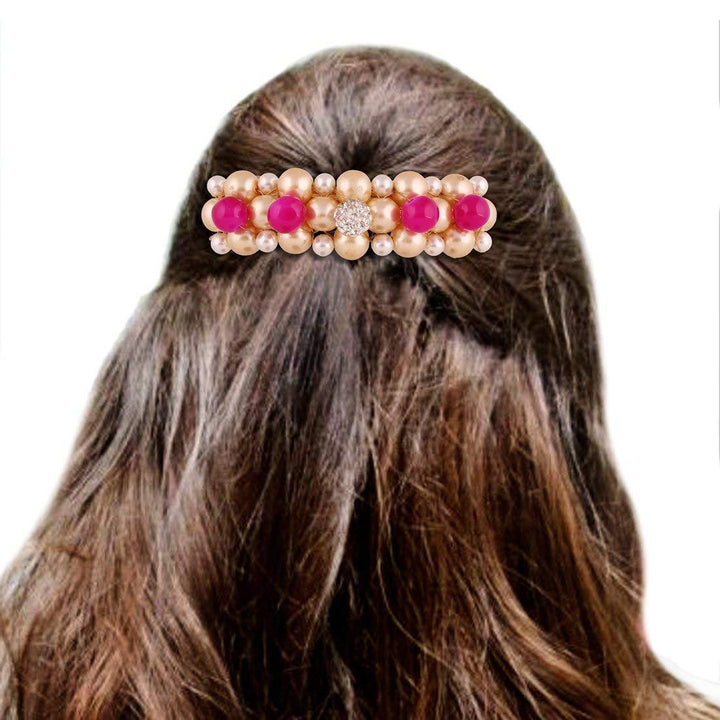 White & Pink Pearls Clip/Barrette - Trendisia