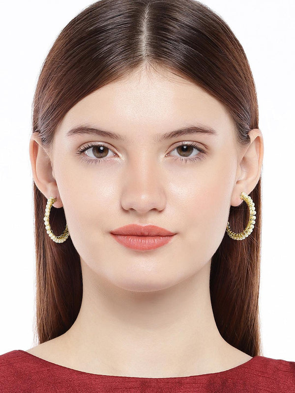 White Circular Hoop Earrings - Trendisia