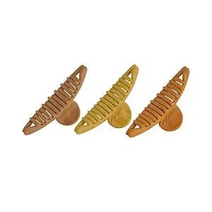 Women Brown Khaki Pack Of 3 Acrylic Hair Clip - Trendisia