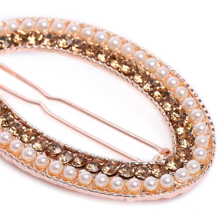 Women Gold-Toned Beaded Bumpit Hair Pin - Trendisia