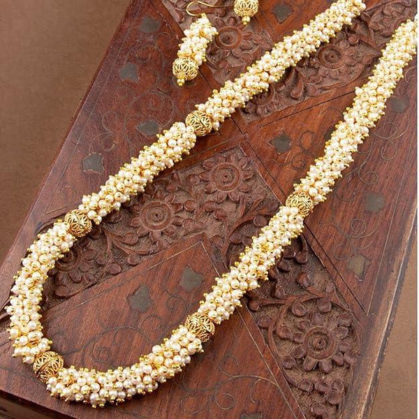 Women Gold-Plated Handcrafted Pearl Jewellery Set - Trendisia