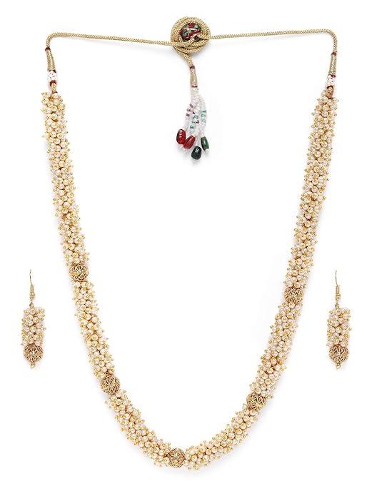 Women Gold-Plated Handcrafted Pearl Jewellery Set - Trendisia