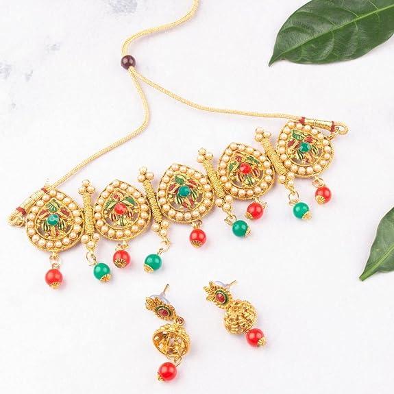 Women Gold-Toned White Antique Jewellery Set - Trendisia