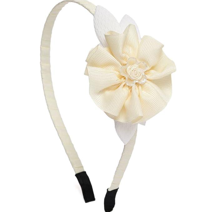 Women Off-White Floral Bow Hairband - Trendisia