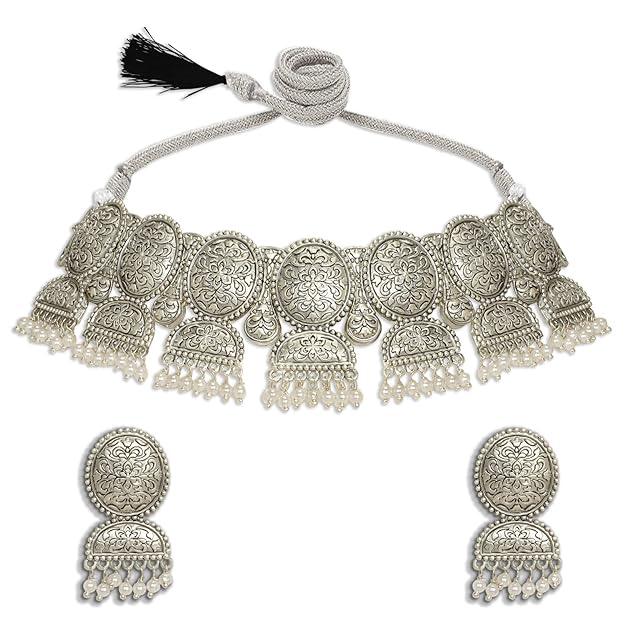 Women Oxidised Silver-Plated Jewellery Set - Trendisia