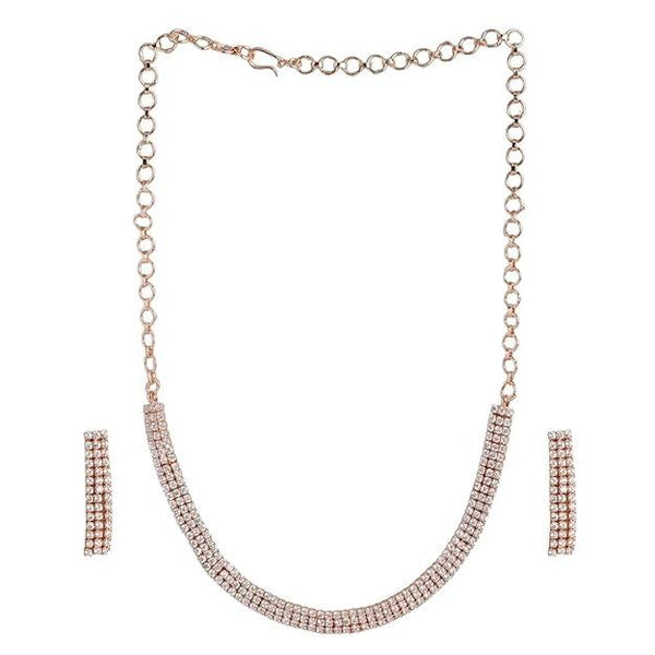 Off-White Rose-Gold Plated AD Studded Handcrafted Jewellery Set - Trendisia