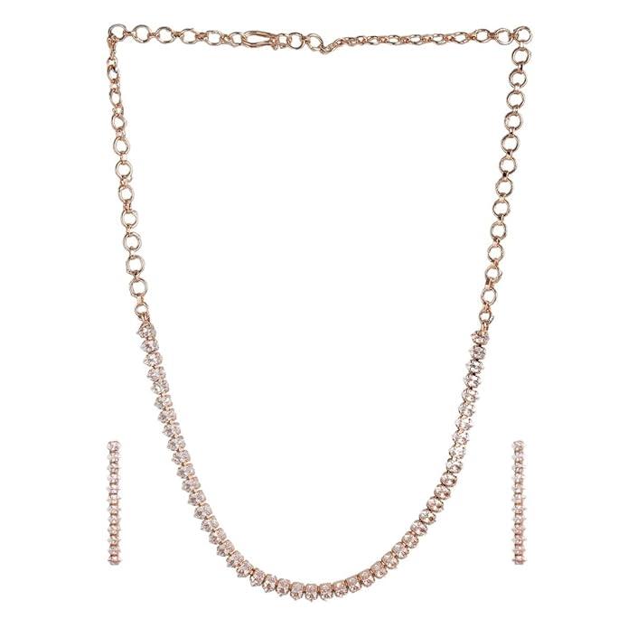 Off-White Rose-Gold Plated AD Studded Handcrafted Jewellery Set - Trendisia