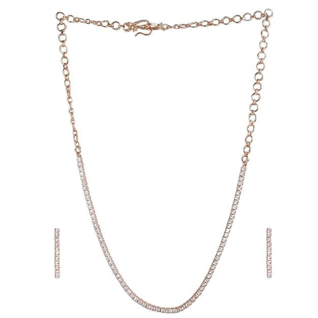 Women Rose-Gold plated AD Studded Handcrafted Necklace - Trendisia