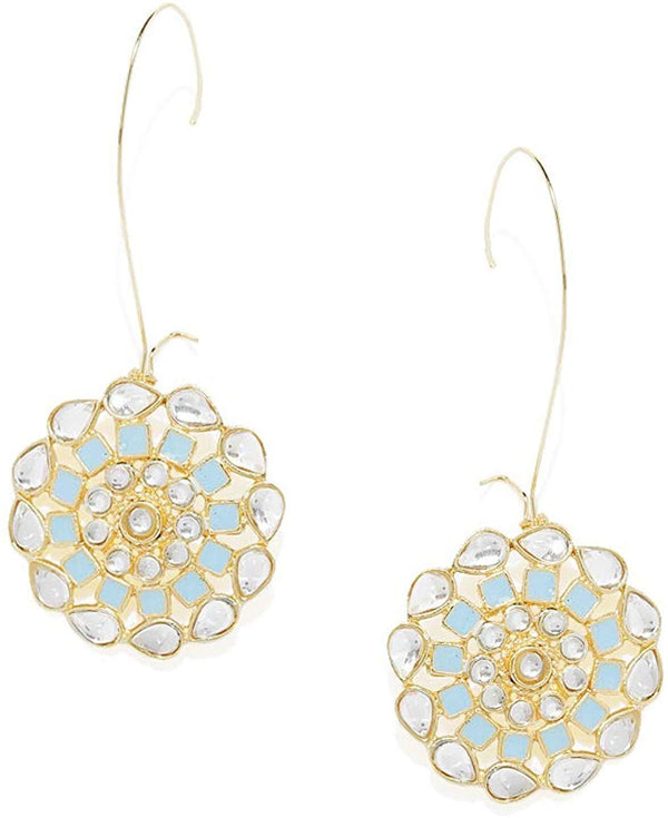 Women's Brass Lightweight Blue Dangle Earrings - Trendisia