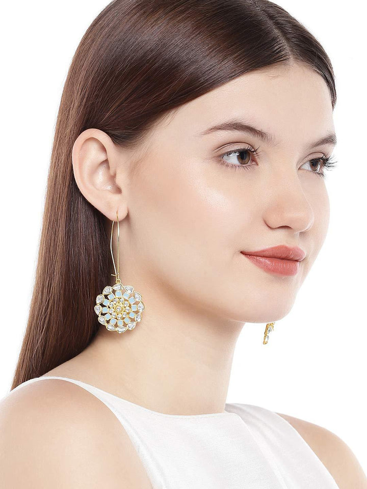Women's Brass Lightweight Blue Dangle Earrings - Trendisia