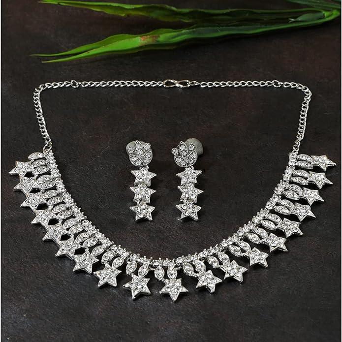 Women Silver-Plated AD-Studded Jewellery Set - Trendisia