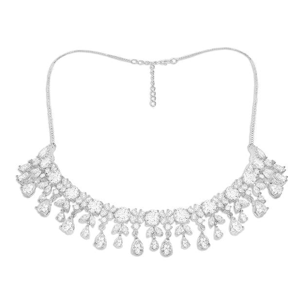 Women Silver-Plated AD-Studded Jewellery Set - Trendisia