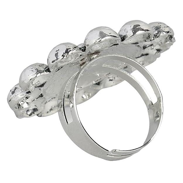 Women Silver-Plated Pack Of 2 Oxidized Ring - Trendisia