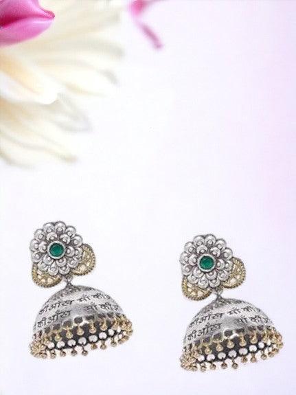 Women Silver-Toned Dome Shaped Jhumkas - Trendisia