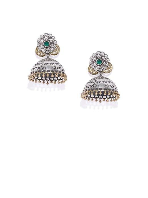 Women Silver-Toned Dome Shaped Jhumkas - Trendisia