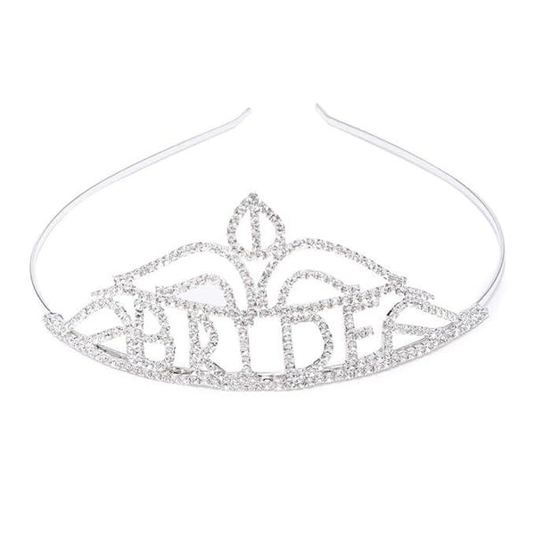 Women Silver-Toned Embellished Bride Tiara - Trendisia