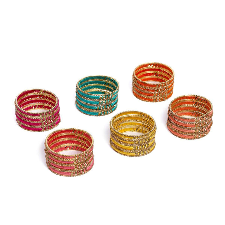 6 Color Bridal Silk Thread Bangles - Trendisia