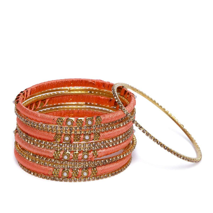 6 Color Bridal Silk Thread Bangles - Trendisia