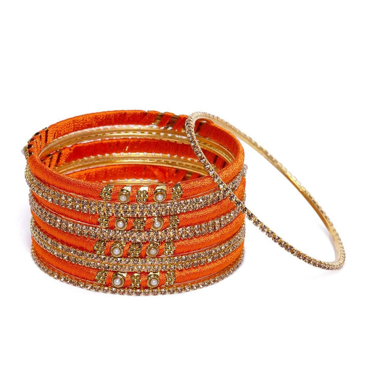6 Color Bridal Silk Thread Bangles - Trendisia