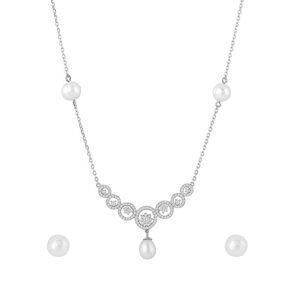 92.5 Sterling Silver AD Chain Necklace - Trendisia