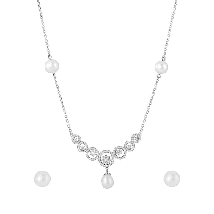 92.5 Sterling Silver AD Chain Necklace - Trendisia