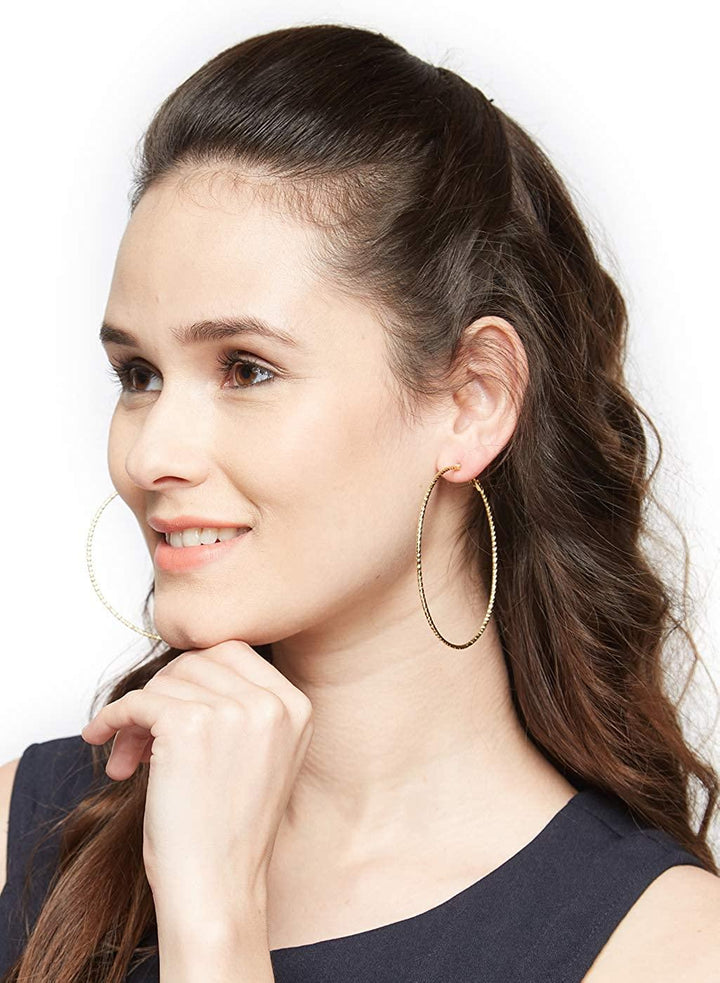 Gold-Plated Circular Hoop Earrings - Trendisia