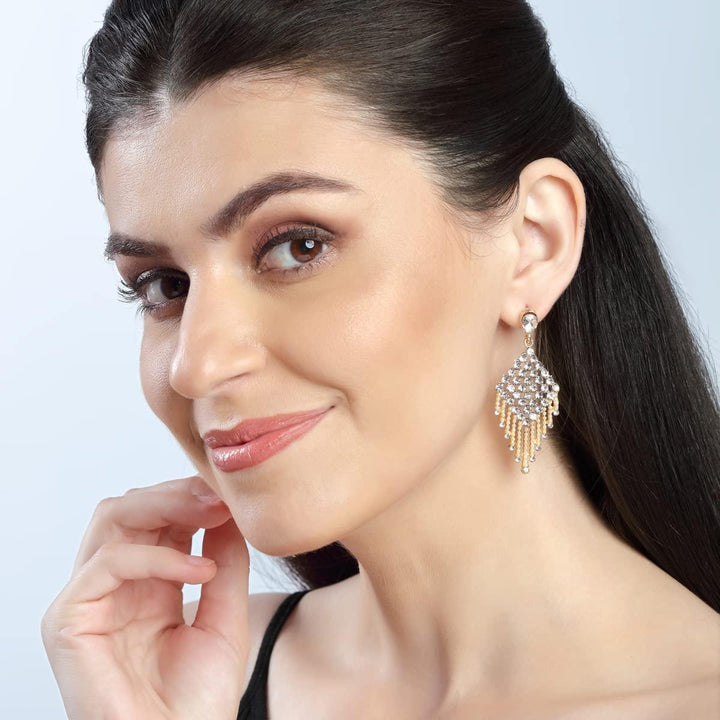 Gold-Toned Contemporary Drop Earrings - Trendisia