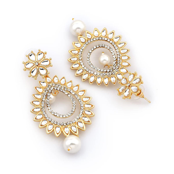 Gold-Toned Teardrop Shaped Drop Earrings - Trendisia