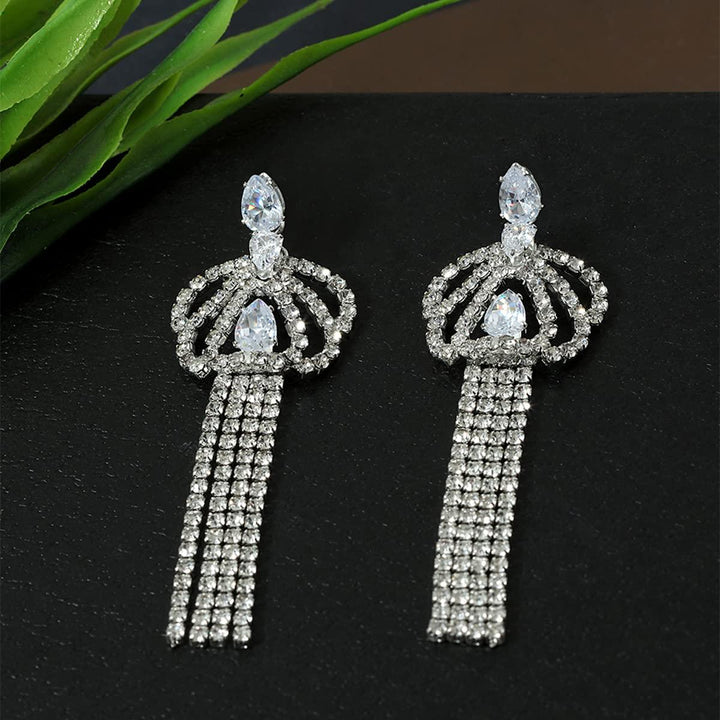 Silver-Plated Contemporary Drop Earrings - Trendisia