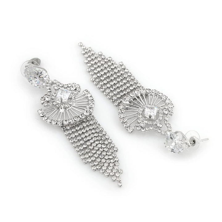 Silver-Toned Contemporary Drop Earrings - Trendisia