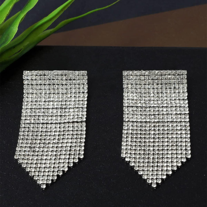 Silver-Toned Contemporary Drop Earrings - Trendisia